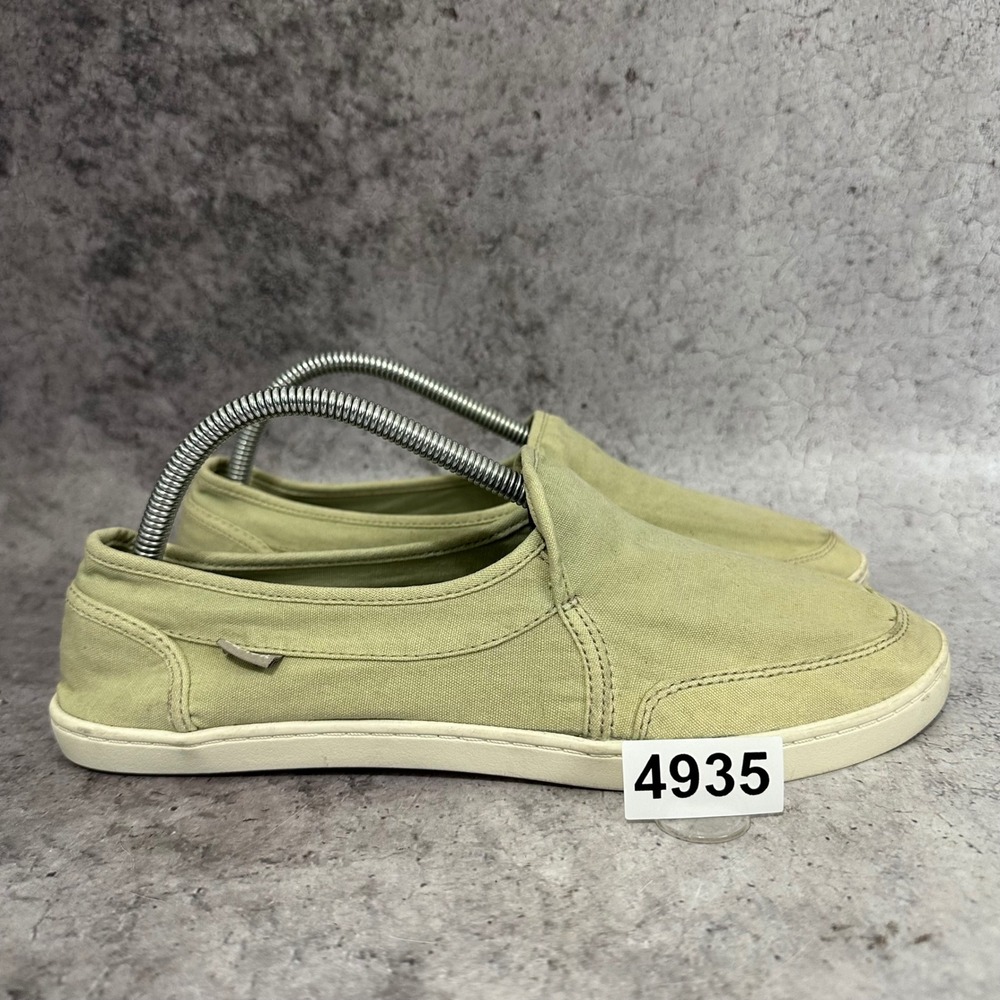 Sanuk Pair O Dice Women Size 10 Olive Green Slip On Canvas Loafer Shoes